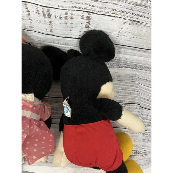 Vintage Set 16" Disney World Vintage Minnie & Mickey Mouse Plush Hasbro Softies - Picture 10 of 12